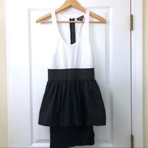 bebe Black and White Double Layer Skirt Dress